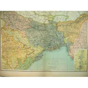    1910 Map India Bay Bengal Calcutta Burma Assam