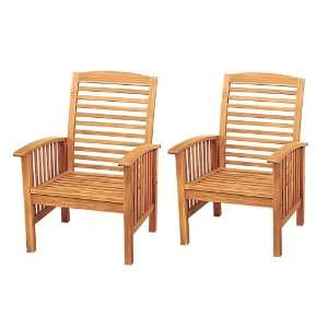  Walker Edison Wood Patio Chairs (Set of 2), Brown Patio 
