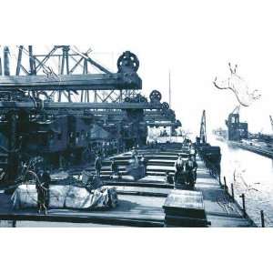  Unloading Ore, Ohio by unknown. Size 26.50 X 17.75 Art 
