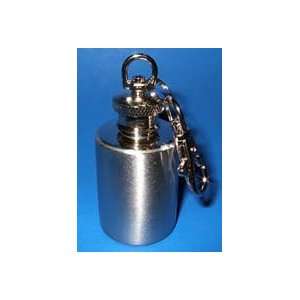  1 Oz. Round Stainless Steel Flask w/ Key Chain