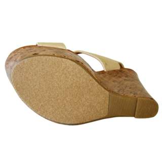 Trendy Chic Open Toe Canvas Ankle Strap Cork Platform Wedge Sandal 