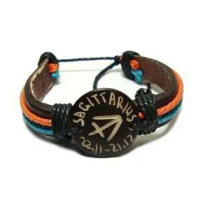   The Archer Zodiac Leather Bracelet with Earth Tone Cords and Beads