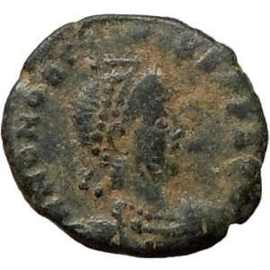 HONORIUS 395AD Authentic Ancient Genuine Roman Coin VICTORY crowning