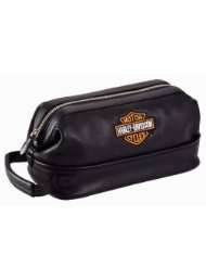 Harley Davidson® Leather Toiletry Shave Bag Dopp Kit. Travel Shaving 