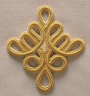 Hand Embroidered Appliques. Gold Bullion. Celtic Knot  