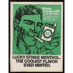 1967 Lucky Strike Menthol Cigarette Green Print Ad (8754)  