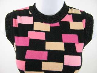 ANNA MOLINARI Black Pink Sleeveless Shirt Top Sz S  