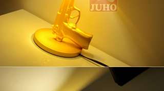   Design Gold Gun handgun Beside Table Lamp Desk Lighting Light  