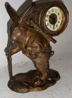 Unusual Brass Rabbit Clock, LOOK Porcelain Dial  