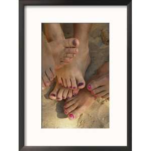  Cluster of Bare Feet with Painted Toenails Framed 