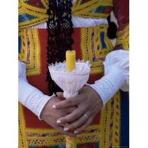 Close Up of Woman Holding a Candle, Corpus Domini Procession, Desulo 