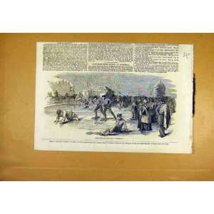  Snow Shoe Hurdle Race Montreal Canada Sport Print 1853 