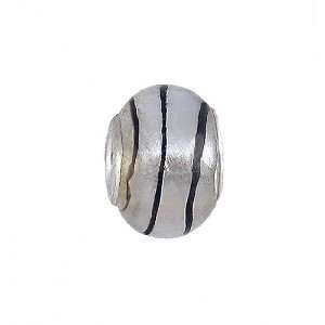   14mm x 10mm) (fits Troll too) ~ Silvery White with Thin Black Stripes