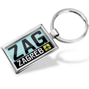 Keychain Airport code ZAG / Zagreb country Croatia   Hand Made 