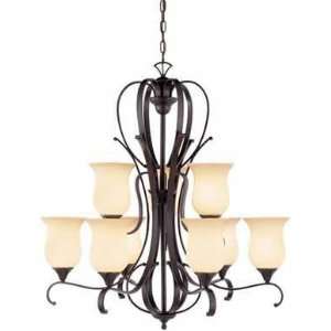 Lighting 9 Light 2 Tier Snowmass Chandelier With Champagne Scavo Glass 