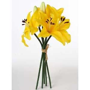 Mini Imitation Silk Variegated Bright Yellow Tiger Lily Bouquets  3 