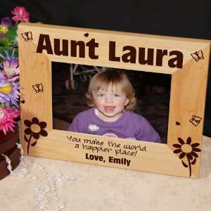  Aunt Happier Place Personalized Wood Picture Frame