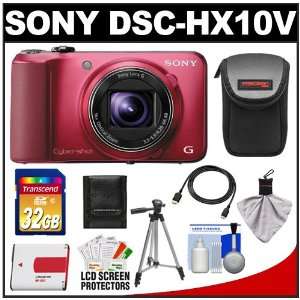  Sony Cyber Shot DSC HX10V GPS Digital Camera (Red) with 