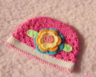 Baby Toddler girl Flower Crochet hat Caps Girls hats  
