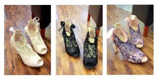 Gothic Victorian Lace Peep Toe Fashion High Heel Stiletto Sandal Pump 