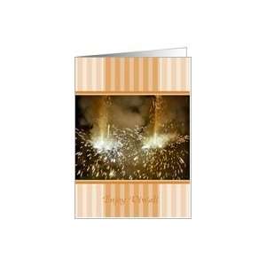  Diwali   Fireworks, Orange Striped Edges Card Health 
