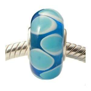  Blue Skies Murano Glass Bead Fits Chamilia Bracelets 