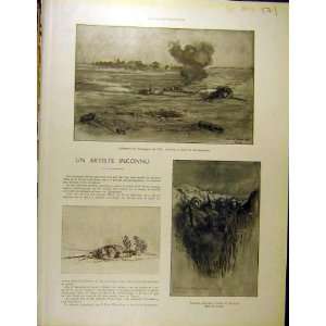  1916 Military Sketches Ww1 War French Print Battles