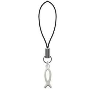  2 Sided Silver Open Fish Outline Cell Phone Charm [Jewelry 