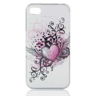 Pink HEART Skin Cover for Apple iPHONE 4 Snap On CASE  