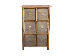 Bamboo Apothecary CD Cabinet 6 Drawers Elm Wood RA702  