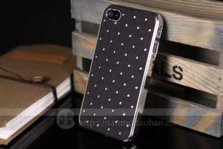Black Luxury Bling Crystals Rhinestones Hard Case Cover For iPhone 4 