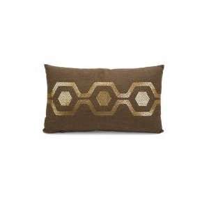  Gold Sequined Honeycomb Pattern Chocolate Brown Oblong 