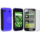 Blue Dual Flex Hard Hybrid Case+LCD Screen Protector For Samsung 