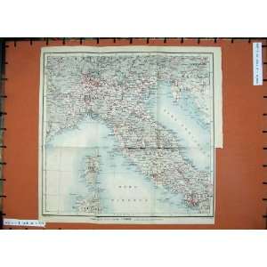  1909 Colour Map Italy Corsica Sardinia Roma Firenze