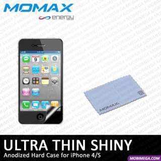 Momax Ultra Thin Shiny Metallic Case Cover iPhone 4 4S Free Protector 