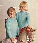 Vintage Kids Sweater & Cardigan Knitting Pattern 4 Size