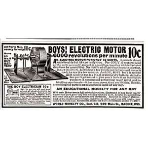 Print Ad 1932 Electric Motor Boys World Novelty Books