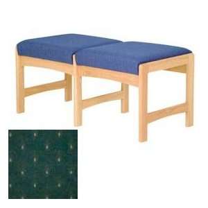  Two Person Bench   Light Oak/Green Arch Pattern Fabric 