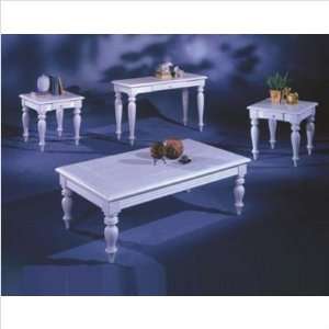   8402 3 Piece Louvered Table Set in Weathered White Furniture & Decor