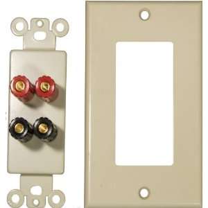   Two Speaker Wire Wall Plate Binding Post Ivory In Color Electronics
