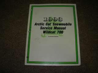 1993 Arctic Cat Wildcat 700   Carbureted Models , Snowmobile Service 