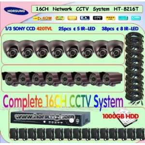  16ch home security system cctv security camera 1000gb hdd 