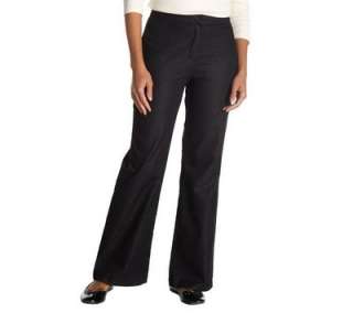 Liz Claiborne New York Hepburn Stretch Trouser Pockets Flat Black 