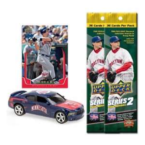 Minnesota Twins 2008 MLB Dodge Charger with Joe Mauer Card & Two Packs 