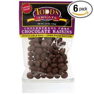 Todds Treats Milk Chocolate Raisins, 5.5 Ounce Bags (Pack of 6 