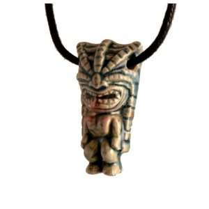  Ceramic Angry Tiki Head Necklace   Parrothead Lovers 