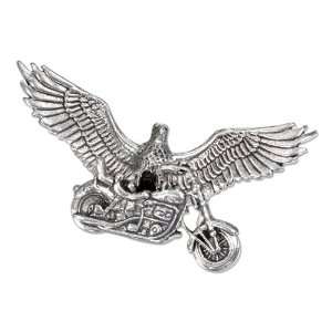  Sterling Silver Antiqued Eagle on Motorcycle Pendant 