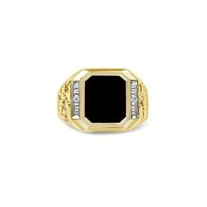  0.01 CT MENS OCTAGON NUGGET ONYX RING 10.0 Jewelry