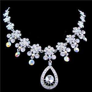 Bridal Drop Pure Austrian Rhinestone Crystal Necklace Earring Set 