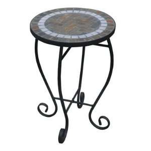  Sunjoy Plant Stand with Folding Base Round Slate Black 